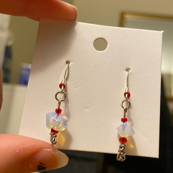 Handmade Glass/Opalite Earrings - Picture 5 of 10